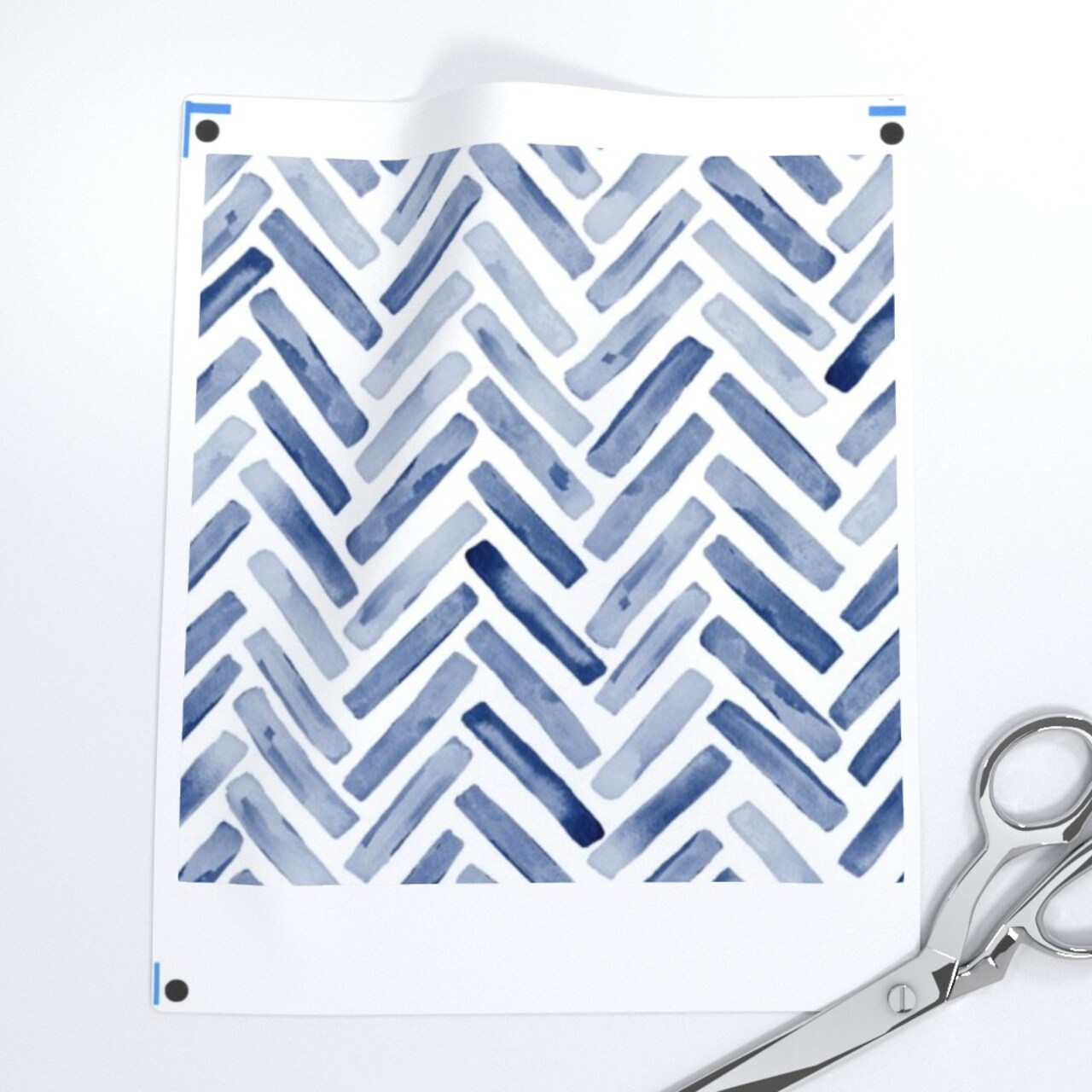 Watercolor Chevron Herringbone Modern Boy Nursery Blue And White Custom Removable Wallpaper by Spoonflower Peel & Stick Wallpaper 2FT Wide